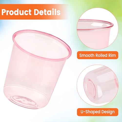 50 Pcs Pink Plastic Cups, 12 Oz Disposable Stemless Wine Glasses Cocktail Pink Party Cups for Meeting, Wedding, Birthday, Valentines Party