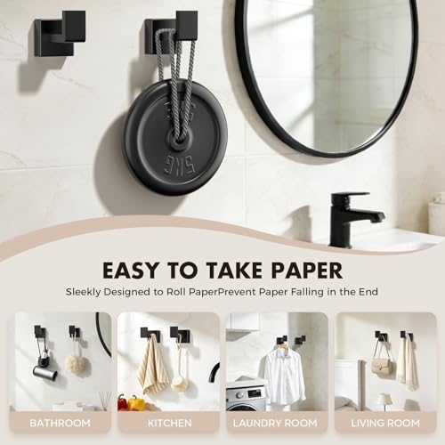 5-Pieces Matte Black Bathroom Hardware Accessories Set, SUS304 Stainless Steel Bath Towel Bar Set, Towel Racks for Bathroom Wall Mounted.