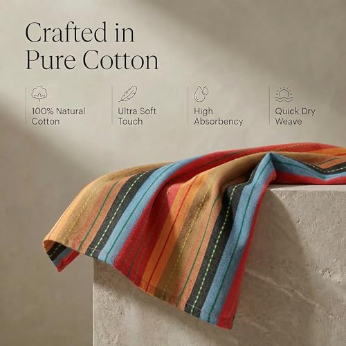 Urban Villa Kitchen Towels 100% Cotton Dish Towels for Kitchen (Set of 6) 20"x30" Highly Absorbent Kitchen Linen Set with Hanging Loop Dish Cloths