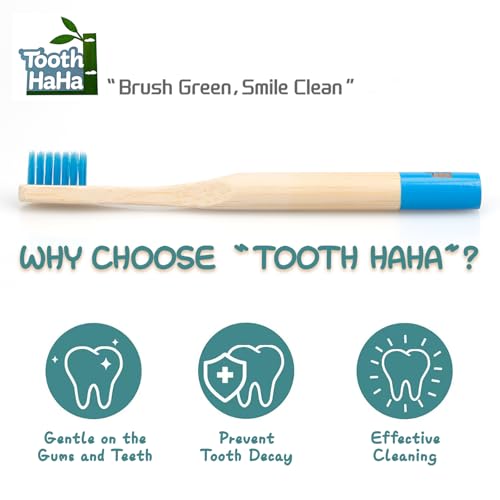 Kids Bamboo Toothbrushes, BPA-Free Soft Bristles, Eco-Friendly Natural Wooden Toddler Toothbrush, 6-Pack Travel Toothbrushes Set for Children
