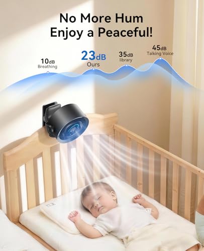 KIMMOO Portable Clip on Fan, 100-Speed Rechargeable USB Fan with LED Display, 360° Rotation & Strong Airflow Desk Fan, Up to 17 Hours Small Battery Fan for Outdoor Travel Camping Treadmill Car (Black)