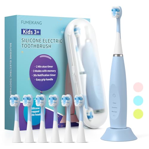 Kids Electric Toothbrushes Sonic Rechargeable Tooth Brush Gifts for Boys and Girls Smart Timer Power Toothbrush - Blue 3 4 5 6 7 8 9 10 11 12 (Blue)