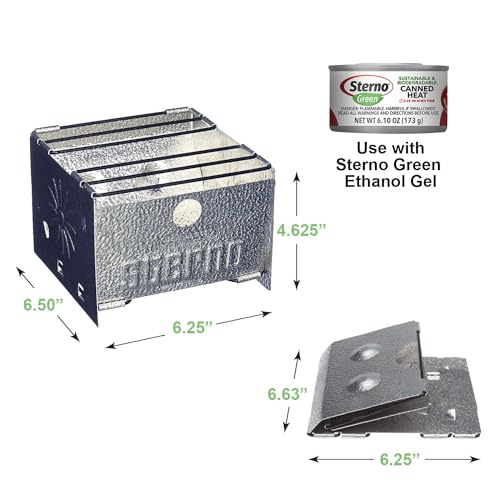 Sterno Foldable Portable Camping Stove - Easy-to-Assemble Outdoor Cooking Stove for Camping, Picnics, Tailgating & Emergencies - Silver