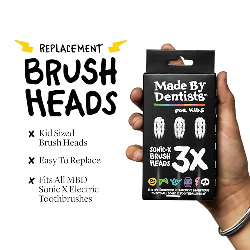 Made By Dentists Sonic X Replacement Heads – 6 Brush Heads (2x3 Packs), Soft Bristles for Kids and Teens, 18 Months Supply, Fits Only Sonic X Electric Toothbrushes