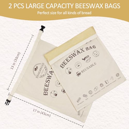 Reusable Beeswax Bread Bags for Sourdough: XL Eco-Friendly Fresh Food Storage (13x17in, 2 Pack) | Moisture Lock, Sustainable Homemade Bread Preservation | Eco Bread Freshness