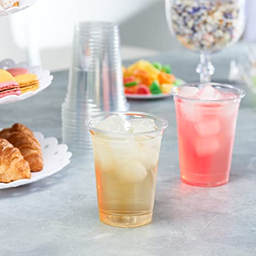 GUSTO [16 oz. - 100 Pack] Crystal PET Clear Plastic Cups for Party - Ideal for Cold Beverages, Smoothies, and Parties-(Formerly Comfy Package)
