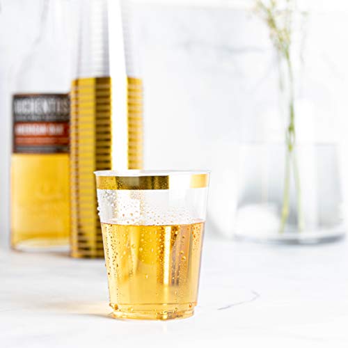 PLASTICPRO Disposable Plastic Tumblers (Gold Rim, 50)