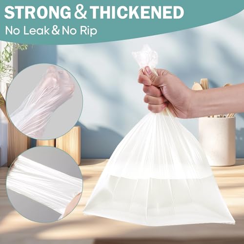 Small Trash Bags 4 Gallon - 100 Count Leakage-Proof 4 Gallon Trash Bag, Unscented Small Garbage Bags for Office Bedroom Bathroom Mini Trash Bags, White 4 Gal Trash Can Liners