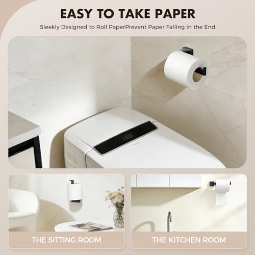 5-Pieces Matte Black Bathroom Hardware Accessories Set, SUS304 Stainless Steel Bath Towel Bar Set, Towel Racks for Bathroom Wall Mounted.