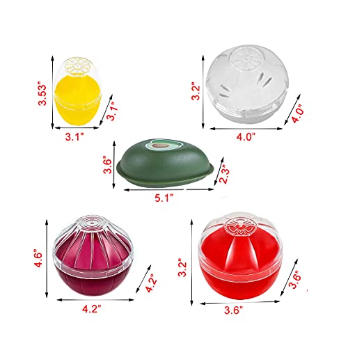 Onion Garlic Lemon Avocado Saver Storage Keeper Holder for Fridge, BPA Free Tomato Vegetable Shaped Food Saver/Storage Containers, 5-piece Set Bundle
