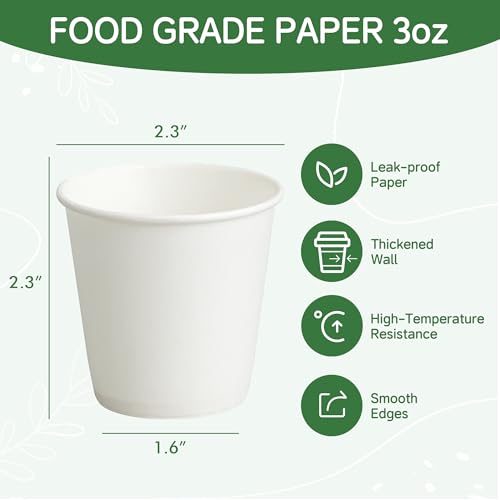 300 Pack 3 oz Bathroom Paper Cups, Small Coffee Cups, Disposable Mini Mouthwash Cups, Suitable for Bathroom, Market, Shops, Party, Picnic, Travel, and Events