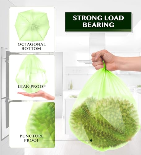 Compostable Trash Bags - FORID 13 Gallon Tall Kitchen Garbage Bags 80 Count Unscented Trash Can Liners 55 Liter Medium Wastebasket Bags for Bathroom Home Bedroom Office Garbage Can (5Rolls/Green)