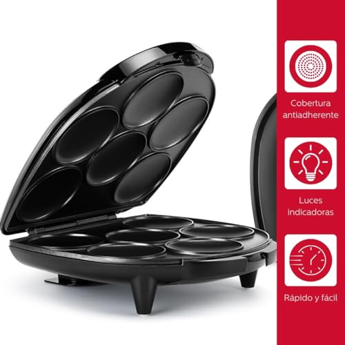 Holstein Housewares Non-Stick 6-Section Multi-Food Maker - Arepas, Mini Pancakes, Corncakes and More - Black,12 Inch