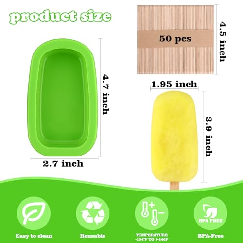 WMKGG Stackable Silicone Popsicle Molds with Lids, 4 PCS Ice Cream Molds with 50 Wooden Sticks for Cake Pop, Ice Pop, Cakesicle (Standard Size/Multicolor)