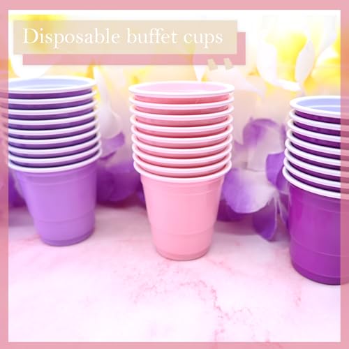 30 Pcs Disposable 2oz Shot Glasses Plastic Cups for Wedding, Graduation Party, Beer Sample Taste Serving, Birthday (Light Pink)