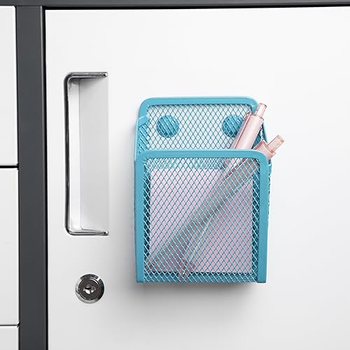 Magnetic Pencil Holder,Mesh Stainless Steel Pen Basket, Metal Writing Utensil Storage Organizer for Whiteboard,Blackboard,Kitchen, Locker, Home, or Office
