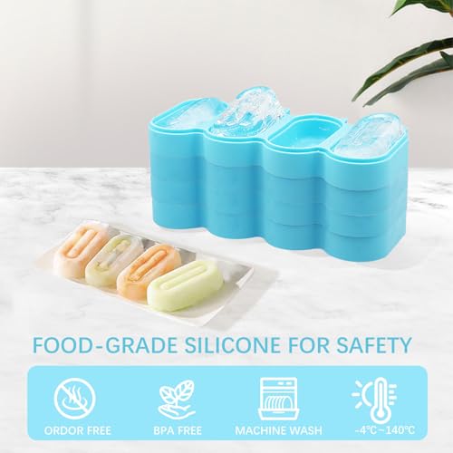 2Pcs Popsicle Silicone Molds with Cover Reusable Frozen Ice Cream Candy Dessert Cakesicle Moulds DIY Ice Lolly 3D Chocolate Molds for Baking Cake Pop with 50 Wooden Sticks