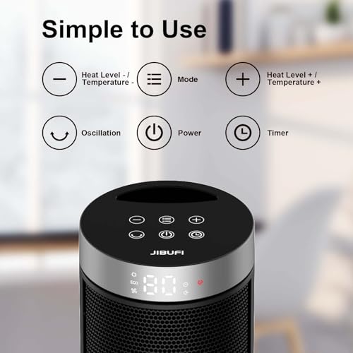 Ceramic Space Heater, Portable Indoor Heater with Remote Control, Three Heating Modes, Overheat and Tip-Over Protection, Suitable for Home, Bedroom, and Office Indoor Use