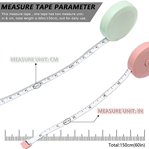 Mini Retractable Tape Measure(3 Packs) + Soft Fabric Sewing Ruler(1 Pieces), Flexible, Pocket Size, Dual Sided, 150CM Tailor Measuring Tapes for Body Measurement Weight Loss Cloth Knitting Craft