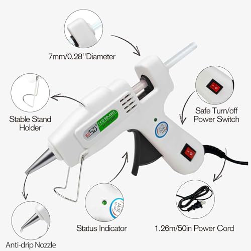 Krightlink Hot Glue Gun Kit with 30 Glue Sticks, Fast Preheating Hot Melt, High Temp for School Crafts DIY Arts and Quick Home Repairs (20w)