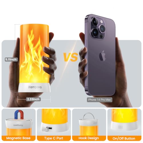 Hompavo Flame Lights with Remote, Timer, 4-Mode Rechargeable