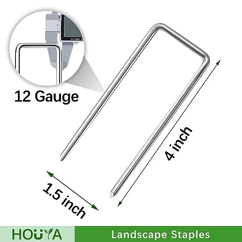 50 Pack Landscape Staples 4 Inch 12 Gauge Garden Stakes Galvanized Garden Staples Pins Anti-Rust Ground Stakes for Weed Barrier, Irrigation Tubing, Yard Lawn, Landscape Fabric