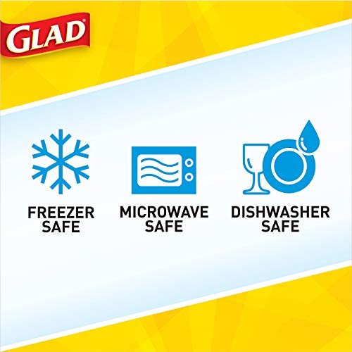 Glad GladWare Medium Rectangle Food Storage Containers with Lids, Airtight Leak-Resistant Plastic Containers for Soup Salad Meal Prep, Microwave Dishwasher Freezer Safe, 24 Oz, 5 Count
