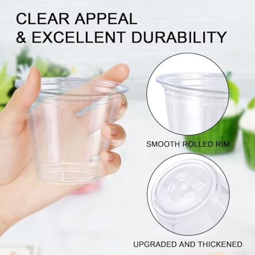 Lamosi 100 Pack 9 oz Clear Plastic Cups, Disposable Cups Wine Cocktail Punch, Sturdy & Food Safe Plastic Cup for Party & Wedding