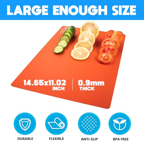 Goodluck 5 Pieces Flexible Cutting Boards, BPA Free Plastic Cutting Boards for Kitchen, Non Slip Cutting Mat for Meat and Vegetables