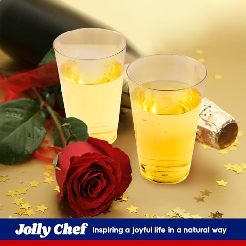 JOLLY CHEF 12 oz Clear Plastic Cups, 100 Pack Heavy-duty Party Glasses, Disposable Plastic Cups for Halloween,Thanksgiving Day, Christmas Party