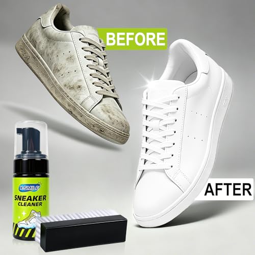 X-SMILE Sneaker Cleaning Kit, Foam Cleaner for White Shoes, PU & Synthetic, Canvas, Mesh & Rubber, Brush, Towel & Wipe 100ml
