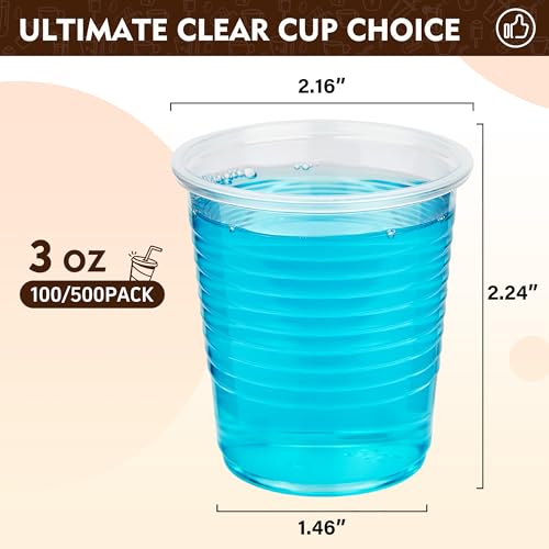 YEEHAW 100 Pack 3 oz Bathroom Plastic Cups, Disposable Mouthwash Cups, Samll Plastic Cup 3 oz for Cold Beverages, Ideal for Party, Tasting and Drinking