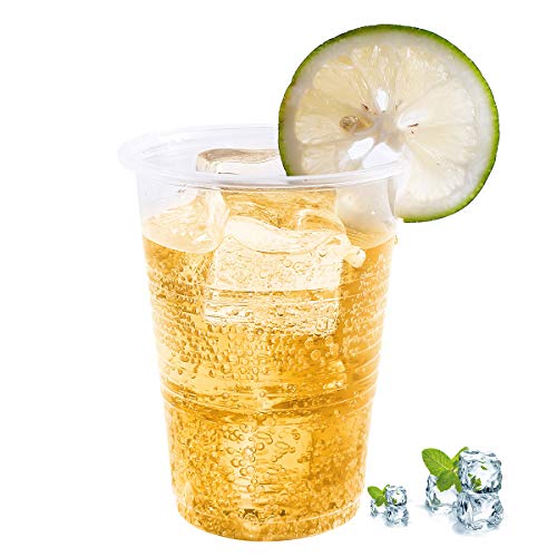 Turbo Bee 7oz Plastic Cups 300 Pack， Disposable Clear Party Cups for Home, School, Office & Events | Small Transparent Tumblers for Drinks, Samples & Commercial Use