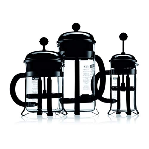 Bodum 12oz Chambord French Press Coffee Maker, High-Heat Borosilicate Glass, Polished Stainless Steel – Made in Portugal