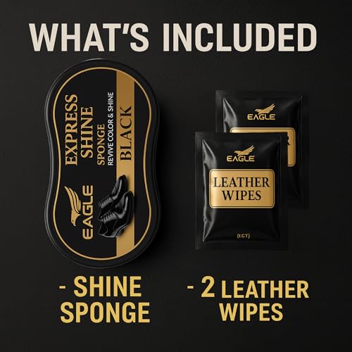 Eagle Shoe Shine Sponge – Instant Shine Sponge for Leather Shoes & Boots | Quick Shoe Polisher & Leather Shine Applicator
