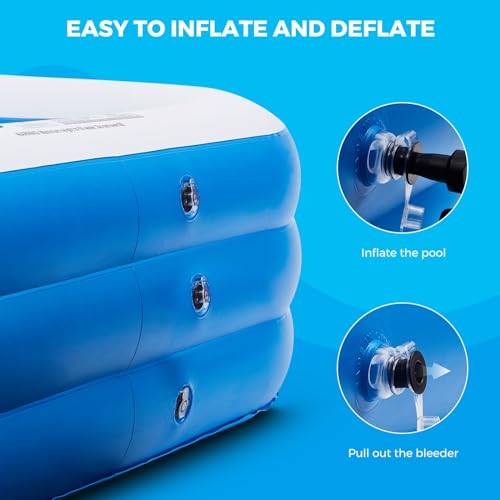 Inflatable Swimming Pool with Pool Lights, 130" x 72" x 22" Full-Sized Large Inflatable Family Pool, Summer Water Party, Outdoor, Garden Backyard, Suitable for Adults