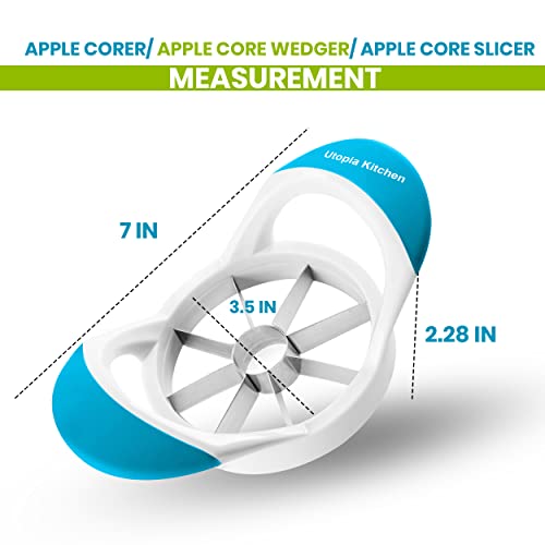 Utopia Kitchen Apple Corer and Slicer Fruit Cutter Apple Divider Wedger Stainless Steel Slicer for Fruits and Vegetables Ergonomic Handle Easy Grip 8 Sharp Blades Blue