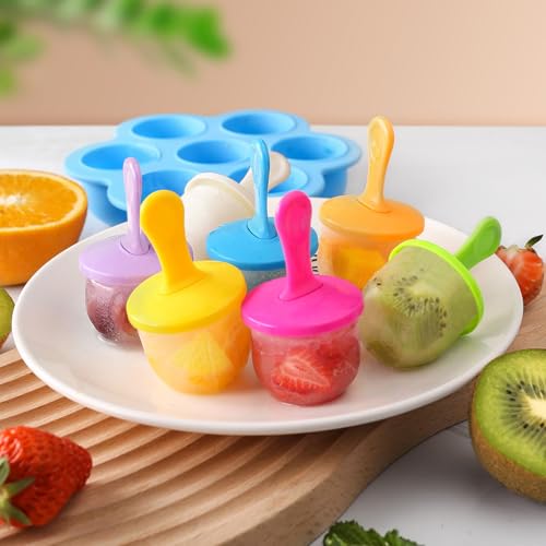 Silicone Popsicle Molds, Ice Pop Molds, Storage Container for Homemade Food, Kids Ice Cream DIY Pop Molds - BPA Free (Blue)
