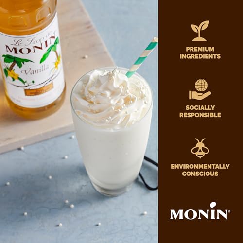 Monin - Vanilla Syrup | Pure & Rare Madagascar Vanilla, Premium Syrup for Coffee, Lattes & More | Clean Label, No Artificial Flavors, No Artificial Preservatives (BPA Free Bottle, 33.8 fl oz, 2-pack)