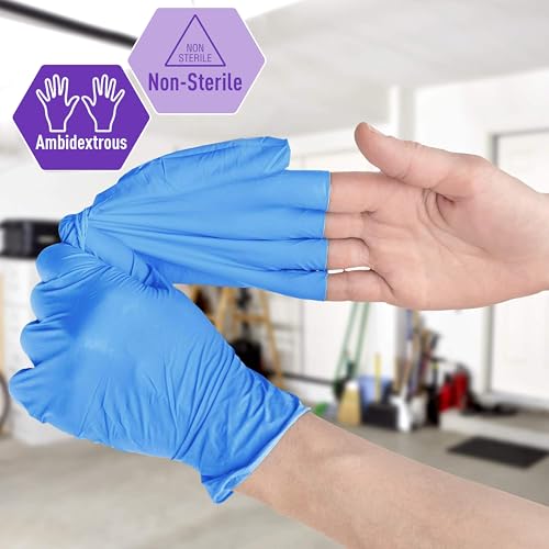 MED PRIDE Nitrile/Vinyl Blend Exam Gloves, Powder-Free, Latex-Free, Disposable, Non-Sterile, Blue, Medium (Box of 100)