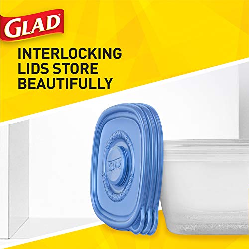 Glad GladWare Medium Rectangle Food Storage Containers with Lids, Airtight Leak-Resistant Plastic Containers for Soup Salad Meal Prep, Microwave Dishwasher Freezer Safe, 24 Oz, 5 Count