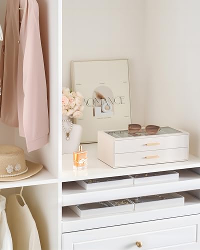Lolalet Sunglasses Storage Box for Women, Eyewear Eye Glass Organizer with Clear Top Display Holder Case