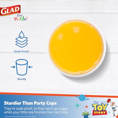 Glad for Kids Disney Pixar Toy Story Disposable Paper Cups, Light Beams - Heavy Duty Soak-Proof Kid-Friendly Drinking Cups, Great for Everyday Meals and Snacks, 9 oz, 40 Count