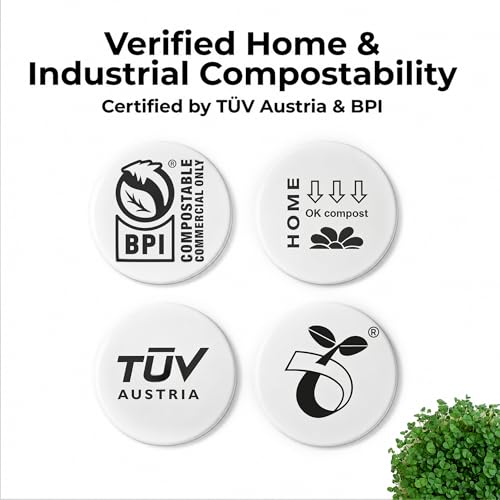 Compostable Trash Bags for Kitchen Compost Bins – 1.3 Gallon Small Compost Bags for Countertop Bin, Green Compostable Bags, BPI Certified ASTM D6400, Leak-Resistant Food Waste Bags (50 Count)