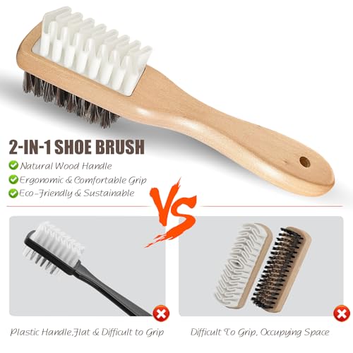 Suede Brush and Eraser, Suede Shoe Cleaner with Crepe & Brass Bristle Brush and Suede Eraser, Safe Effectively Solves Stubborn Stains on Sneaker Leather, Suede, Nubuck Care