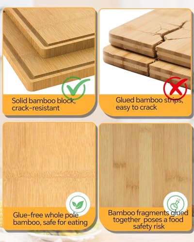 Cutting Boards for Kitchen - Food Grade Double Sided Pure Titanium& Bamboo Chopping Board with Handle, Slip resistant Non-toxic Charcuterie Board Housewarming Gifts (16×11)