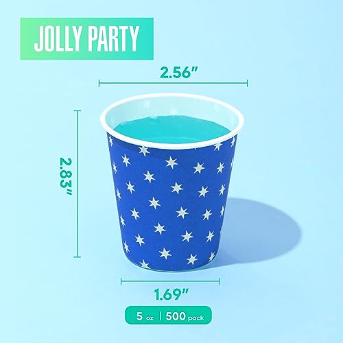 500 Pack 5oz Paper Cups, Multicolor Paper Disposable Cups, Small Mouthwash Cups, Cold Beverage Drinking Cup for Party,Travel and Event (Stars)