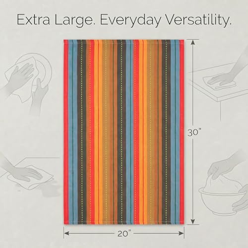 Urban Villa Kitchen Towels 100% Cotton Dish Towels for Kitchen (Set of 6) 20"x30" Highly Absorbent Kitchen Linen Set with Hanging Loop Dish Cloths