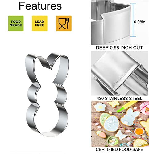 Easter Cookie Cutters, 3 Pieces Carrot Egg Bunny Rabbite Shapes Metal Cookie Cutters Stainless Steel Sets Holiday Themed Baking Kit