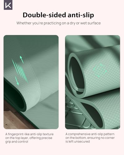 KEEP Yoga Mat - Premium 7mm Thick Exercise Mat, Anti-Tear 32'' Extra Wide Fitness Mat with Strap for Men & Women, Non Slip Pilates Mat for Home Yoga, Pilates, Gym, Stretching, Floor & Fitness Workouts